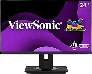 Эргономичный 24-дюймовый IPS-монитор ViewSonic VG2448A с разрешением 1080p, ультратонкими рамками, разъемами HDMI, DisplayPort, USB, VGA и возможностью наклона на 40 градусов, идеально подходит для дома и офиса.