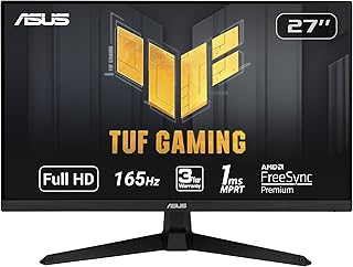 Монитор ASUS TUF Gaming 27" 1080P - Full HD, 165 Гц (поддерживает 144 Гц), 1 мс, функция Extreme Low Motion Blur, FreeSync Premium, Shadow Boost, Eye Care, HDMI, DisplayPort, регулировка наклона - VG277Q1A, черный