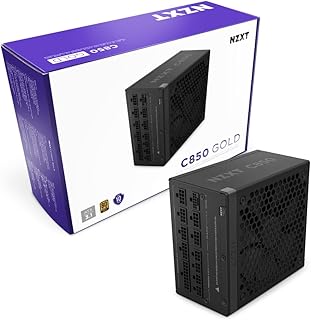 NZXT C850 Gold ATX 3.1 — Полностью модульный малошумный блок питания для игрового ПК — 850 Вт — 80 Plus Gold — 12 В, 2x6 разъемов — Режим без вентиляторов — 100% японские конденсаторы — Черный