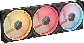 Вентиляторы CORSAIR iCUE Link LX120-R RGB 120 мм PWM с функцией реверса – комплект из трех вентиляторов – низкий уровень шума, магнитный купольный подшипник, двойные петли подсветки, винты CORSAIR QuikTurn, режим нулевой скорости вращения – черные