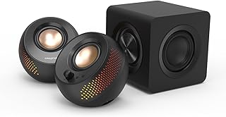 Компьютерные колонки Creative Pebble X Plus 2.1 USB-C с сабвуфером и настраиваемой RGB-подсветкой, Bluetooth 5.3, USB-аудио, мощностью до 15 Вт RMS для ПК и Mac.