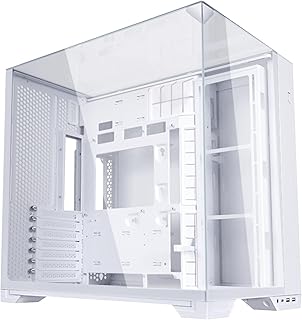 Компактный белый корпус для компьютера Lian Li O11Vision из стали с закаленным стеклом, формата ATX Mid Tower, с поддержкой подключения сзади (O11VPW).