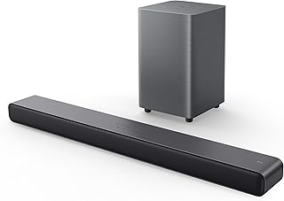 Саундбар TCL S55H S Class 2.1 Channel с поддержкой Dolby Atmos, DTS Virtual:X, беспроводным сабвуфером, потоковой передачей музыки по Bluetooth и автоматической калибровкой помещения.