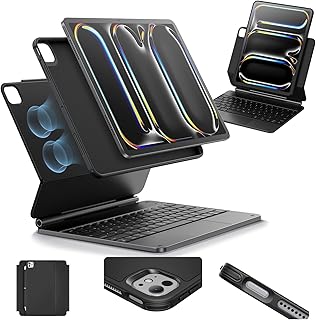 Чехол ESR для iPad Pro 13 дюймов с клавиатурой (M4, 2024), чехол-клавиатура для iPad Pro 13 с магнитной подставкой Easy-Set, режимы портретной/приподнятой ориентации для iPad Pro 13, съемная, серия Rebound 360, черный