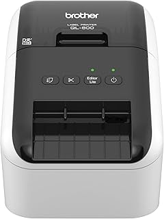 Профессиональный высокоскоростной принтер этикеток Brother QL-800, функция Plug & Label, оригинальные этикетки Brother DK с предустановленным размером, совместимость с различными системами – доступна печать черным и красным цветом (необходимый USB-кабель входит в комплект).