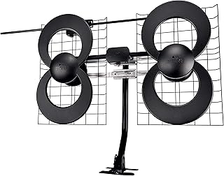 Антенна Antennas Direct ClearStream 4V для внутреннего и наружного использования, UHF/VHF, многонаправленная, дальность действия более 70 миль, 4K/8K UHD, NEXTGEN TV – с 20-дюймовой мачтой (черная)