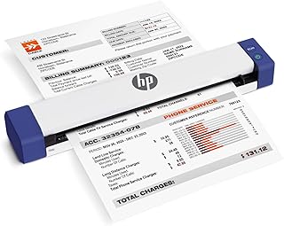 Компактный USB-сканер HP для документов и фотографий, портативный, для одностороннего листового цифрового сканирования, модель HPPS100, для дома, офиса и бизнеса, совместим с ПК и Mac, программное обеспечение HP WorkScan входит в комплект.