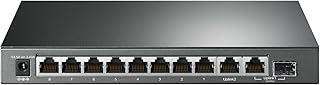 TP-Link TL-SG1210MP, 8-портовый гигабитный PoE-коммутатор, 8 портов PoE+ по 123 Вт, с 2 восходящими гигабитными портами + 1 комбинированным слотом SFP, функциями Plug & Play, расширения, приоритетного и изоляционного режимов.