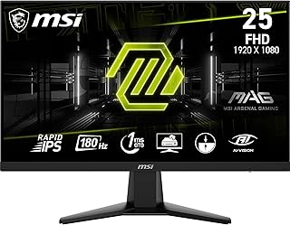 Компьютерный монитор MSI MAG 256F 25 дюймов, разрешение 1920 x 1080 (FHD), 180 Гц, Adaptive-Sync, HDMI, DisplayPort, возможность крепления VESA, регулировка наклона и высоты, встроенные динамики, время отклика 1 мс, черный.