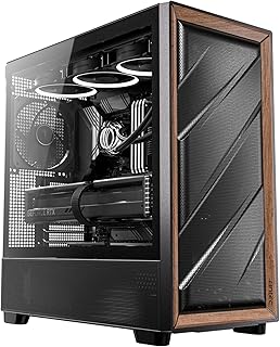 Корпус Antec Flux Wood, 5 вентиляторов с ШИМ-управлением в комплекте, передняя панель с отделкой под ореховое дерево, разъем Type-C, поддержка материнских плат 420 мм и Back Connect, одновременная установка до 9 вентиляторов, корпус Mid-Tower E-ATX.