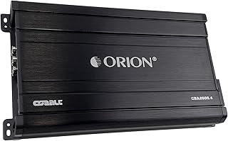 Высокоэффективный 4-канальный усилитель класса A/B Orion Cobalt Series CBA2500.4 для автомобильной аудиосистемы – высокая выходная мощность 2500 Вт, стабильная работа при сопротивлении 2/4 Ом, регулируемый фильтр нижних/верхних частот, усиление басов, блок питания на MOSFET-транзисторах.