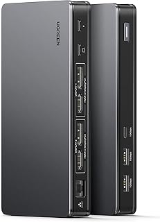 Док-станция UGREEN Revodok Pro 209 USB C, DisplayLink 9-в-1 для двух мониторов 4K@60 Гц для MacBook и Windows, с 2 портами DP и 2 портами HDMI, портами передачи данных USB C и USB-A 10 Гбит/с, питанием 100 Вт PD, гигабитным Ethernet.