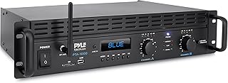Усилитель мощности Pyle 2000 Вт, 2 канала, Bluetooth 5.0 — мостовой профессиональный аудиоресивер для установки в стойку с входами TRS/XLR — ЖК-дисплей — вентилятор охлаждения — мостовой режим — акустические системы 4-8 Ом — PTA1000BT