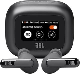 JBL Live Beam 3 — беспроводные наушники с шумоподавлением, 48 часов воспроизведения, беспроводная зарядка, 6 микрофонов для идеальных звонков, многоточечное подключение, водо- и пылезащита IP55 (черные)