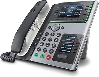 Настольные IP-телефоны Poly Edge E450 (Plantronics + Polycom) – Простая установка, входящий в комплект Wi-Fi – 8-линейные кнопки, поддержка до 32 линий – Встроенный Bluetooth для сопряжения с мобильным телефоном и гарнитурой