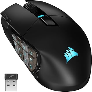 Игровая беспроводная мышь CORSAIR SCIMITAR ELITE RGB для MMO-игр - 26 000 DPI - 16 программируемых кнопок - До 150 часов работы от батареи - Совместимость с iCUE - Черная