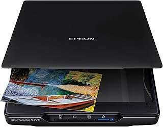 Epson Perfection V39 II — Цветной планшетный сканер для фотографий и документов — Оптическое разрешение 4800 dpi — Высокая съемная крышка — Сканирование в облако — Питание от USB — Сканирование изображений — Черный