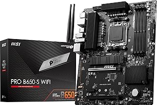 Материнская плата MSI PRO B650-S WiFi ProSeries (поддерживает процессоры AMD Ryzen 9000/8000/7000 серии, AM5, DDR5, PCIe 4.0, слоты M.2, SATA 6 Гбит/с, USB 3.2 Gen 2, HDMI/DP, Wi-Fi 6E, Bluetooth 5.3, LAN 2,5 Гбит/с, ATX)