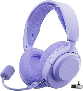 Беспроводная игровая гарнитура SteelSeries Arctis Nova 3P для нескольких платформ — управление через мобильное приложение — 40 часов работы от батареи — неодимовые магнитные драйверы — 2,4 ГГц/Bluetooth — PS5, PS4, PC, Switch, мобильные устройства — лавандовый цвет