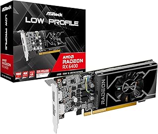 Видеокарта ASRock Low Profile AMD Radeon RX 6400 4GB GDDR6 — 2321 МГц Boost, однослотовая, SFF, HDMI 2.1, охлаждение 0 дБ, DX12 Ultimate
