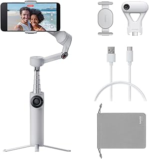 Комплект Insta360 Flow 2 Plus AI Tracker Bundle Grey - складной стабилизатор для телефона, отслеживание с помощью ИИ в любом приложении, отслеживание нескольких человек, встроенный штатив/селфи-палка, пульт дистанционного управления, стабилизатор для смартфона, дорожный.