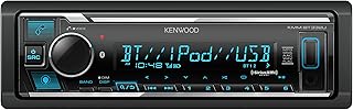Автомагнитола KENWOOD KMM-BT332U с Bluetooth, одним DIN-разъемом, USB-портом, AM/FM-радио, MP3-плеером, многоцветным ЖК-дисплеем, съемной передней панелью, встроенной Amazon Alexa и совместимостью с тюнером SiriusXM.