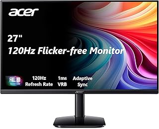 Монитор Acer KB272 G0bi 27" IPS Full HD (1920 x 1080) для игр и работы | Поддержка Adaptive-Sync (совместимость с FreeSync) | Частота обновления до 120 Гц | 1 мс (VRB) | sRGB 99% | Наклон | Порты HDMI и VGA