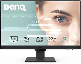 Компьютерный монитор BenQ GW2490 24 дюйма, 100 Гц, Full HD 1920x1080p, IPS-матрица, технология Eye-Care, крепление VESA, тонкая рамка, низкий уровень синего света, адаптивная яркость, настенное крепление, встроенные динамики, DisplayPort, HDMI-порт.