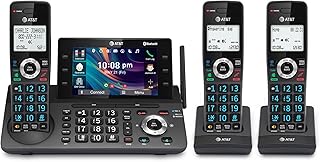 Беспроводной DECT-телефон AT&T с тремя трубками, поддержкой DECT 6.0, автоответчиком, 5-дюймовым цветным дисплеем, функцией быстрого доступа одним касанием, конференц-связью, внутренней связью, интеллектуальной блокировкой вызовов и подключением к сотовой сети по Bluetooth: DLP73390