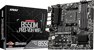 Материнская плата MSI B550M PRO-VDH WiFi ProSeries (AMD Ryzen 5000, AM4, DDR4, PCIe 4.0, SATA 6 Гбит/с, M.2, USB 3.2 Gen 1, Wi-Fi, Bluetooth, D-SUB/HDMI/DP, Micro-ATX)