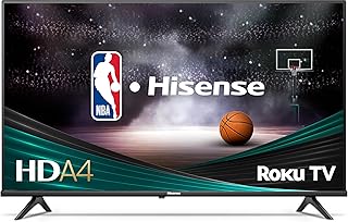 Телевизор Hisense 32-дюймовый, класс A4, HD 720p, Smart Roku, совместимость с Alexa (32A4HNR) - Dolby Audio, тонкая рамка, Google Assistant.