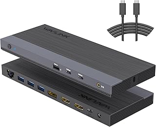 Док-станция WAVLINK USB C для двух мониторов и трех дисплеев, USB Type-C — два HDMI-разъема, 2 HDMI, DisplayPort, 100 Вт PD3.0 для ноутбука, Ethernet, 4 USB 3.0, 2 USB C, аудиоразъем.