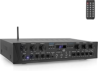 Беспроводной домашний аудиоусилитель Pyle с Bluetooth, стереоресивер, 6 каналов, мощность 600 Вт, цифровой ЖК-дисплей, разъем для наушников, микрофонный вход 1/4 дюйма, USB, SD, AUX, RCA, FM-радио - PTA66BT.5