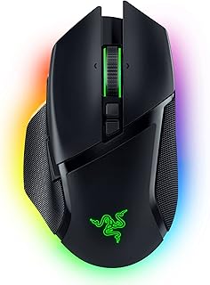 Игровая беспроводная мышь Razer Basilisk V3 Pro: колесико прокрутки HyperScroll с функцией наклона, оптический сенсор 30K DPI, оптические переключатели Gen-3, 13-зонная RGB-подсветка Chroma, 13 программируемых элементов управления, 3 режима подключения, черный цвет.