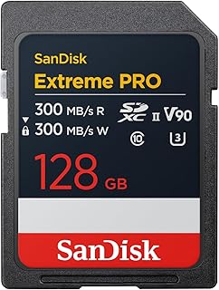 Карта памяти SanDisk Extreme PRO SDXC UHS-II 128 ГБ — скорость чтения и записи до 300 МБ/с, V90, 8K, 4K UHD, SD-карта — SDSDXDM-128G-GN4IN