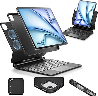 Чехол ESR для iPad Air 11 дюймов с клавиатурой (M3/M2, 2025/2024) и клавиатурой для iPad Pro 11/Air 5-го/4-го поколения, магнитная подставка Easy-Set, портретный/приподнятый режимы, со съемным защитным чехлом, черный.
