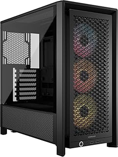 Корпус CORSAIR 4000D RS ARGB Frame Modular Mid-Tower ATX для ПК – высокая производительность, 3 предустановленных вентилятора RS ARGB, система крепления вентиляторов InfiniRail™, ASUS BTF, MSI Project Zero, Gigabyte Project Stealth – черный