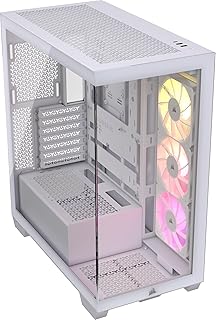 Корпус для ПК CORSAIR 3500X ARGB Mid-Tower ATX – Панорамное закаленное стекло – Совместимость с материнской платой с обратным подключением – В комплекте 3 вентилятора CORSAIR RS120 ARGB – Белый