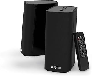 Компактные Hi-Fi колонки Creative T100 2.0, пиковая мощность до 80 Вт, Bluetooth 5.0, оптический вход, AUX-вход, широкая звуковая сцена и четкость звука с регулировкой басов, для компьютеров и ноутбуков (черные)