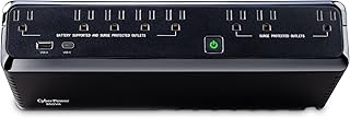 Источник бесперебойного питания CyberPower SL950U с защитой от перенапряжения, 950 ВА/510 Вт, 8 розеток, USB-порты для зарядки, тонкий корпус, сертифицирован UL.