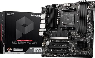 Материнская плата MSI PRO B550M-VC WiFi ProSeries (AMD Ryzen 5000 Series, AM4, DDR4, PCIe 4.0, SATA 6 Гбит/с, M.2, USB 3.2 Gen 2, HDMI/DP, Wi-Fi 6E, Bluetooth 5.2, mATX)