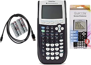 Графический калькулятор Texas Instruments TI 84 Plus с комплектом защитной пленки для экрана военного образца Guerrilla, сертифицированный восстановленный.