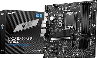 Материнская плата MSI PRO B760M-P DDR4 ProSeries (поддерживает процессоры Intel 12-го/13-го/14-го поколений, LGA 1700, DDR4, PCIe 4.0, M.2, USB 3.2 Gen2, HDMI/DP, mATX)