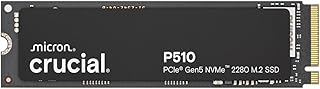 SSD-накопитель Crucial P510 1 ТБ Gen5 NVMe, скорость до 11 000 МБ/с, PCIe 5.0 M.2 2280, внутренний твердотельный накопитель, совместим с ноутбуками, настольными компьютерами и программным обеспечением Acronis - CT1000P510SSD8-01