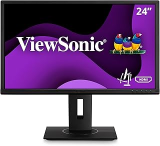 Эргономичный IPS-монитор ViewSonic VG2440 диагональю 24 дюйма с разрешением 1080p, оснащенный входами HDMI, DisplayPort, VGA и USB, идеально подходит для дома и офиса.