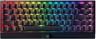 Беспроводная механическая игровая клавиатура Razer BlackWidow V3 Mini HyperSpeed ​​65%: желтые механические переключатели, линейные и бесшумные, колпачки клавиш Phantom Pudding, RGB-подсветка Chroma, время работы от батареи до 200 часов, функция Snap Tap.