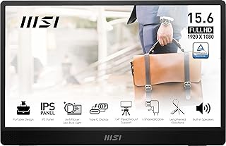 Портативный монитор MSI Pro MP161 E2, 15,6 дюйма, FHD IPS 1080p, USB Type-C, Mini-HDMI, встроенные динамики, идеально подходит для ПК, Mac, PS5, PS4, Xbox, мобильных устройств, цвет металлик серый.