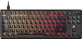 Механическая проводная игровая клавиатура Corsair K70 CORE TKL RGB без цифрового блока – предварительно смазанные линейные переключатели MLX Red v2, SOCD, колпачки клавиш из ABS-пластика, шумоподавление, частота опроса 1000 Гц, QWERTY NA – черная