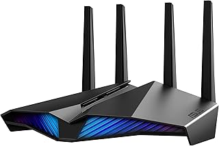 Игровой двухдиапазонный WiFi-роутер ASUS RT-AX82U AX5400 с поддержкой WiFi 6, ускорением игр, поддержкой Mesh-сети, выделенным портом, функцией Mobile Boost, MU-MIMO и подсветкой Aura RGB (восстановленный).
