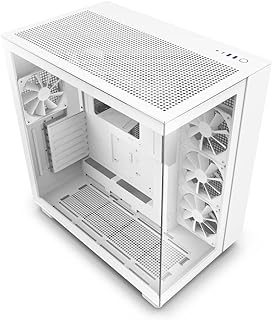 Игровой корпус NZXT H9 Flow Dual-Chamber ATX Mid-Tower – Перфорированная верхняя панель с высокой вентиляцией – Передняя и боковые панели из закаленного стекла – Поддержка радиатора 360 мм – Система организации кабелей – Белый